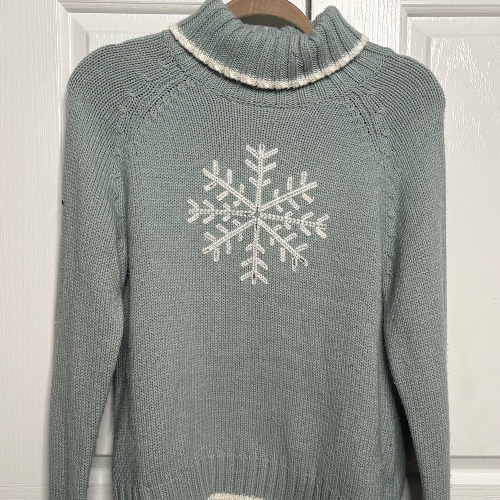 Light blue women’s knit snowflake sweater